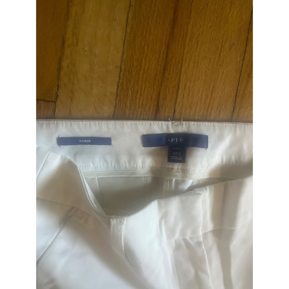 Apt. 9 Torie White Dress Pants Womens 8PS Petite Straight Leg Stretch Trousers - Picture 2 of 4